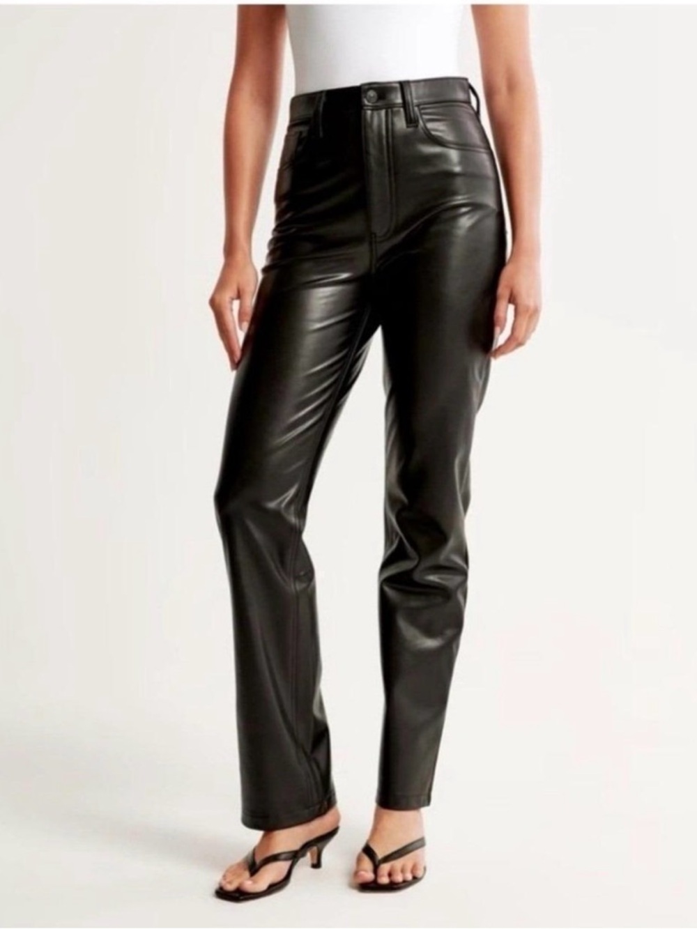 abercrombie & fitch high rise leather pants